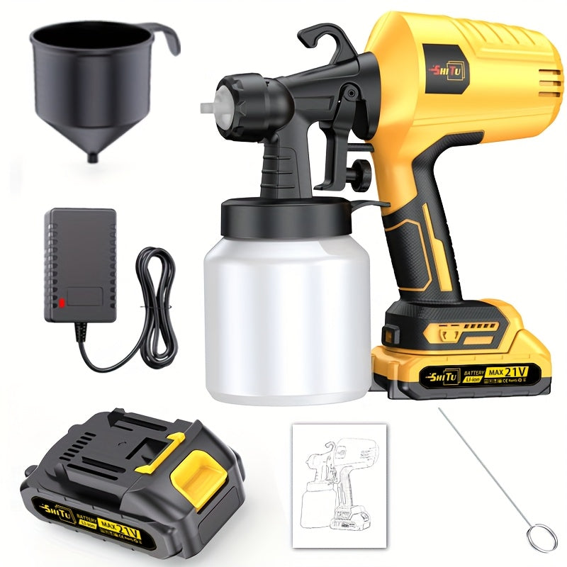 Wireless Spray Gun with Nozzle -1500mAh Rechargeable Battery, Capacity 16.91oz, Suitable for Indoor/outdoor Use On Walls, Wood, Cars, Decks, Furniture - Including 2 Adjustable Spray Modes And Ergonomic Design | Father's Day H