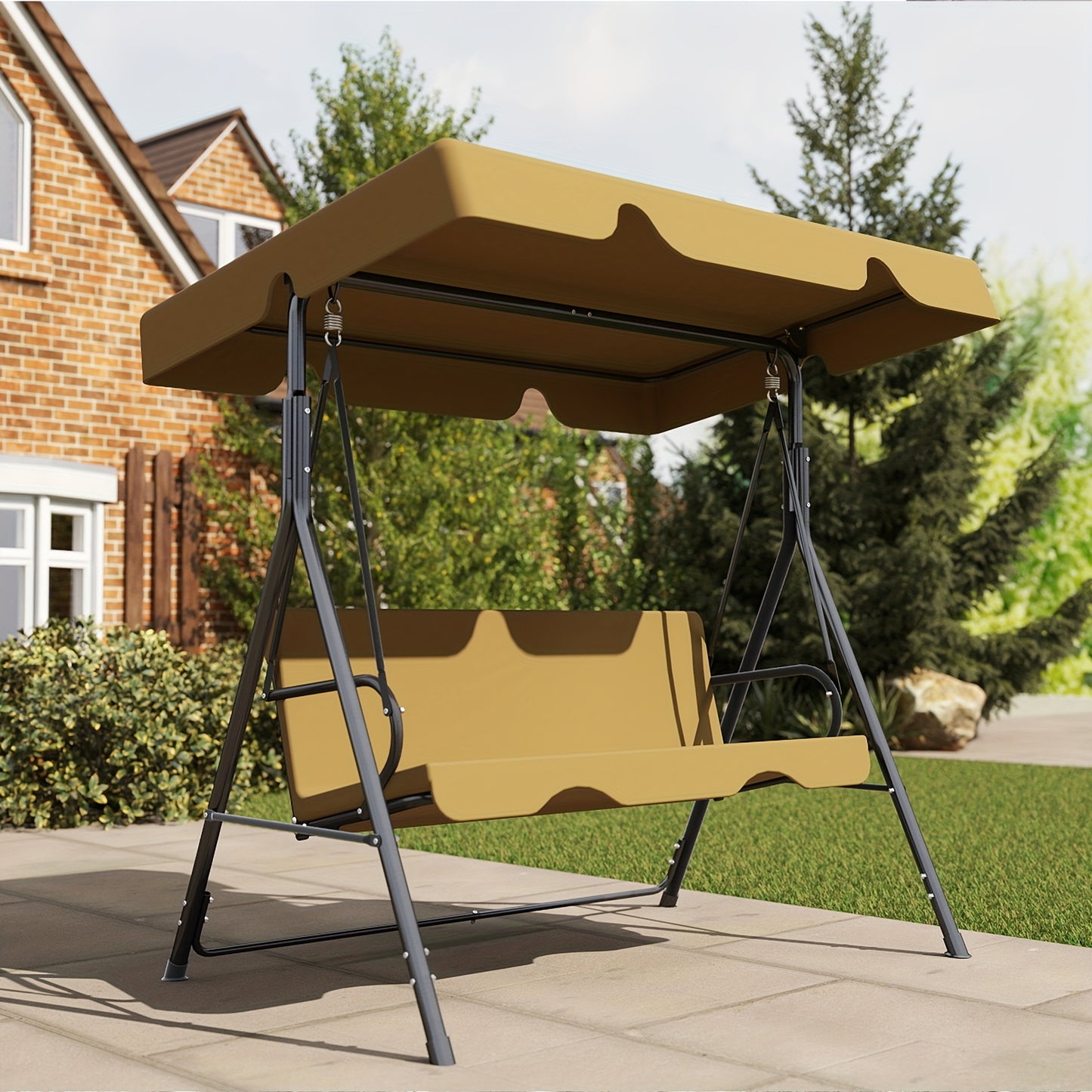 Outdoor Patio Swing with Canopy and Sturdy Frame, Suitable for Adults, Rustproof Material, Durable and Long-lasting