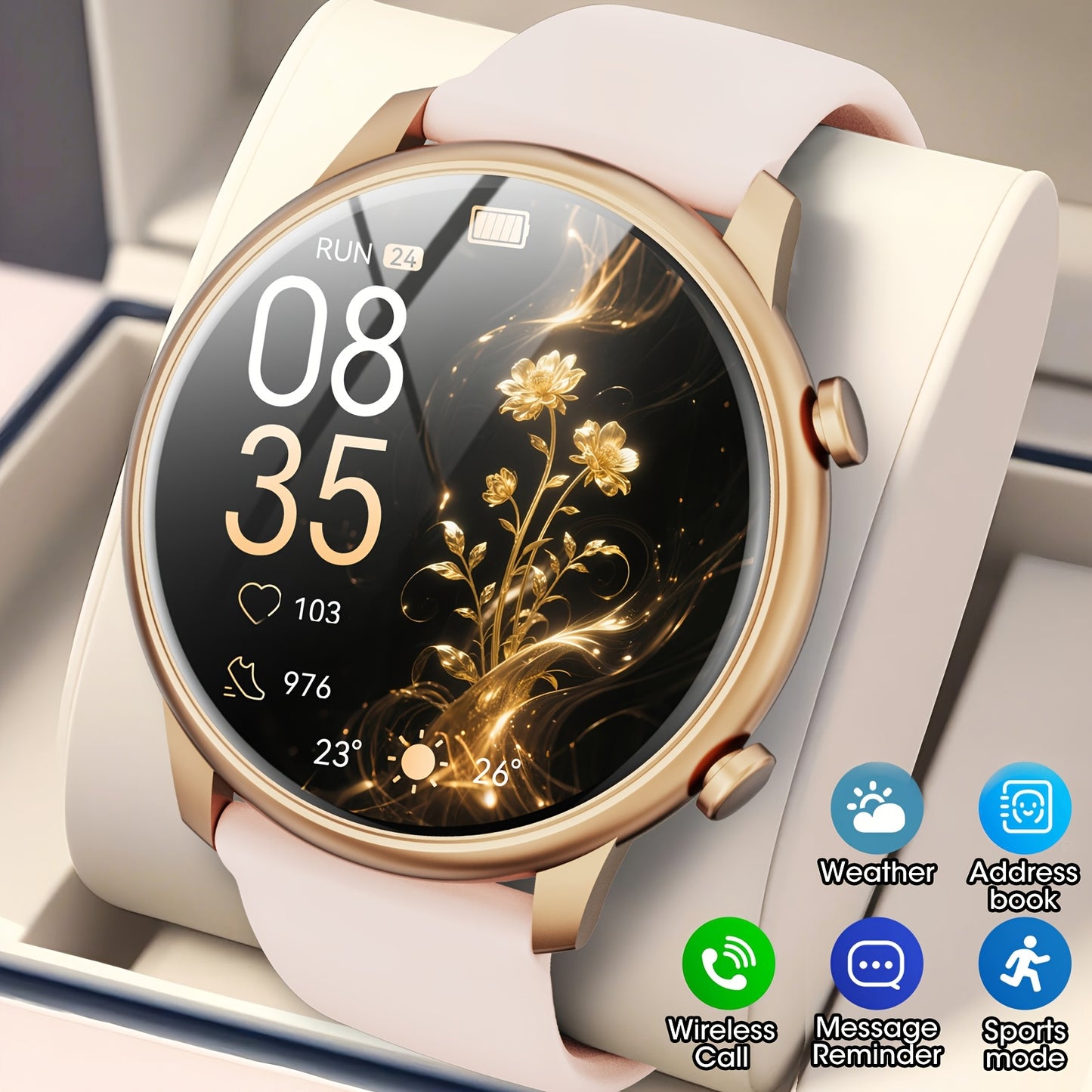 Women's Smartwatch, 1.39'' Wireless Call Smartwatch Gift With Voice Assistant, Remote Camera, 100+sports Modes Compatible With Multiple Mobile Systems