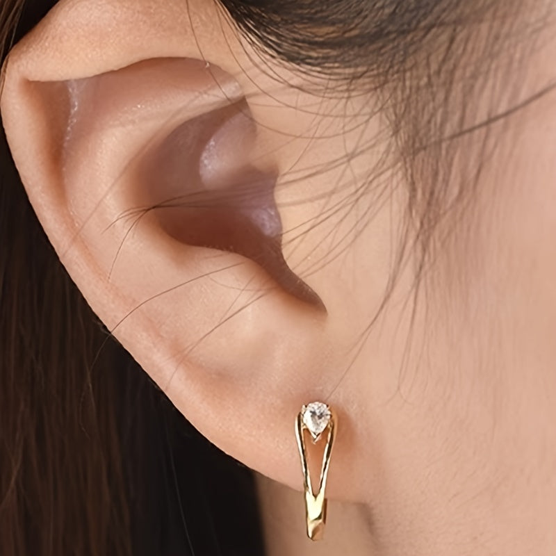 Circular Zirconia Minimalist and Stylish Geometric-Shaped Earrings for Women's Parties and Daily Casual Accessories