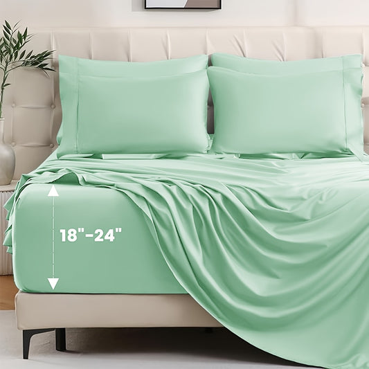 [Cooling Bed Sheets] Ice Cooling Bed Sheet Set, Heat Relief 2000TC Luxury Sheets for Hot Sleepers, Moisture Wicking & Temperature Regulating, NightBreeze Luxe Cooling Sheet Sets