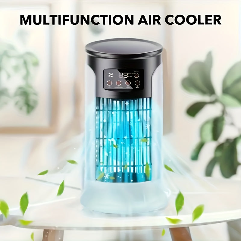 [Portable AC] 3-in-1 Portable Air Conditioner with Speed Control | Quiet & Lightweight Mini AC for Family and Office, Digital Display, USB Powered, Perfect for Beachside Summer Breeze, Office Humidifier, Stylish Christmas Gif
