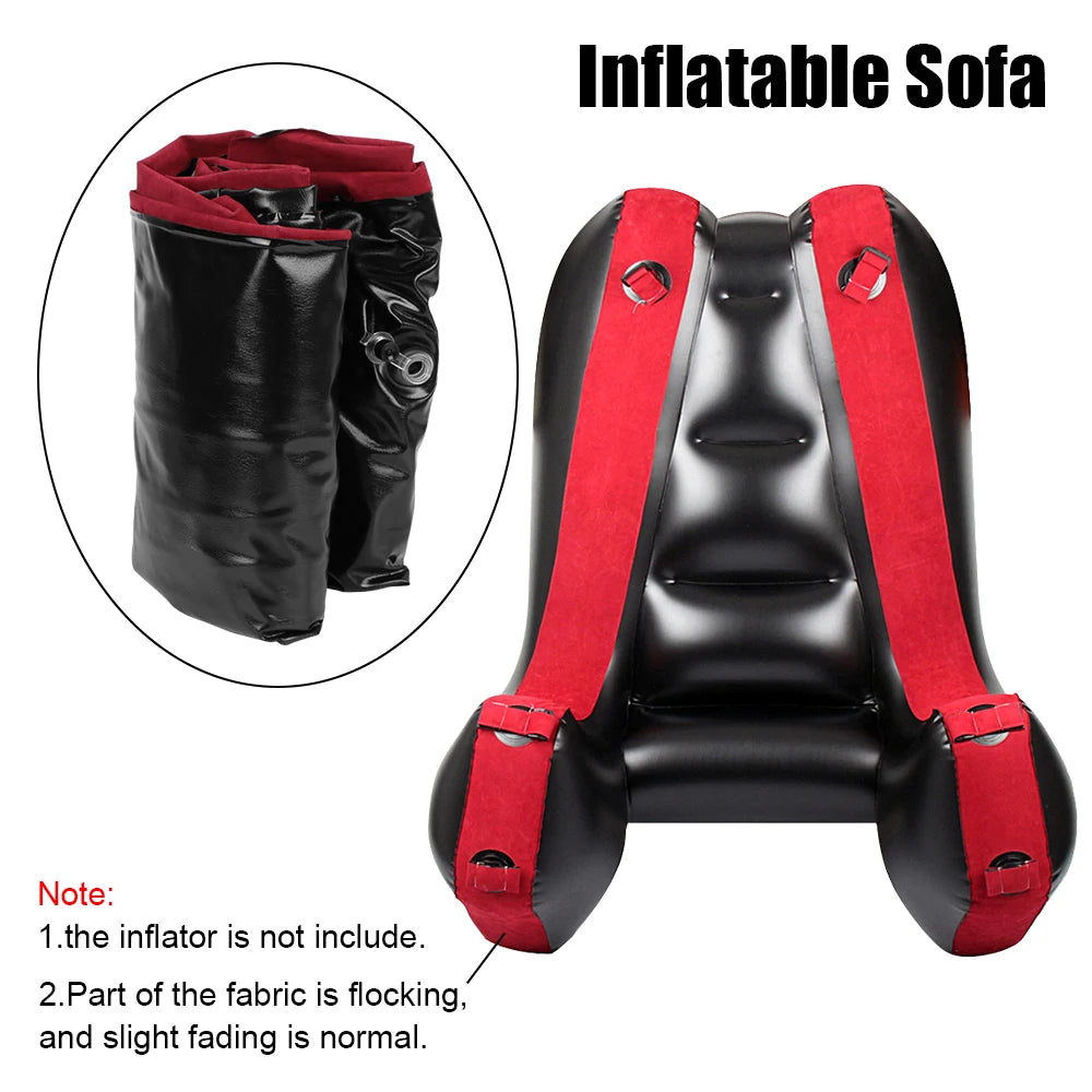 Flocking PVC With Straps Sex Furniture Aid Adult Games Sex Chair Bed Sex Tools For Couples Women Split Leg Sofa Mat Inflatable