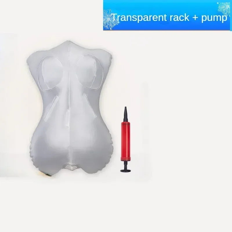 QSM Sex toy One-piece transparent inflatable gun frame pillow doll men's bed masturbator fun can be inserted into sexual supplie
