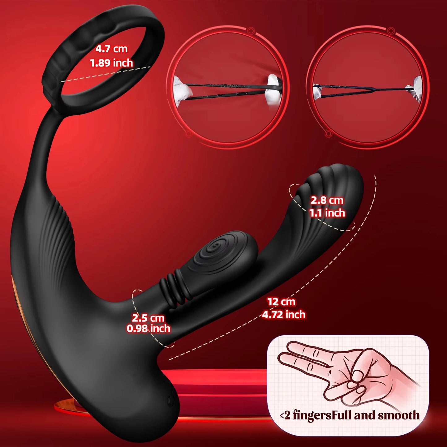 360° Circular Kneading Anal Vibrator Male Prostate Massager with Cock Ring 3 in 1 L-Shaped Vibrators Adult Anal Sex Toy for Gay