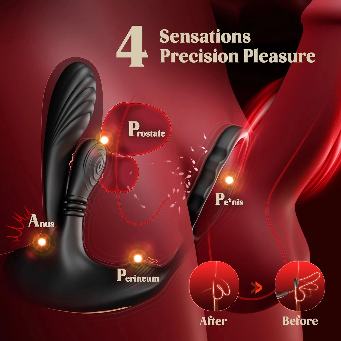 360° Circular Kneading Anal Vibrator Male Prostate Massager with Cock Ring 3 in 1 L-Shaped Vibrators Adult Anal Sex Toy for Gay