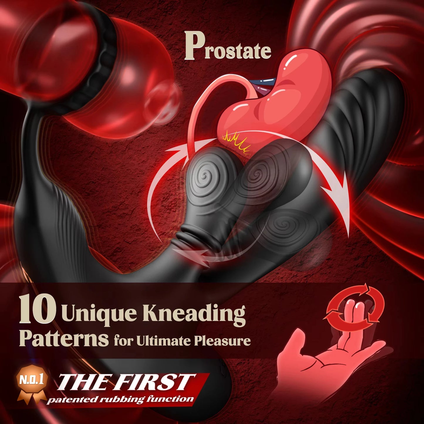 360° Circular Kneading Anal Vibrator Male Prostate Massager with Cock Ring 3 in 1 L-Shaped Vibrators Adult Anal Sex Toy for Gay