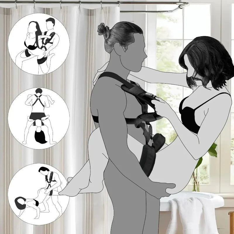 Bondage Love Slings for Couples Sex Swing Set with Adjustable Strap Adult BDSM Sex Toy Soft Plush Padding Mat Sex Restraints Toy