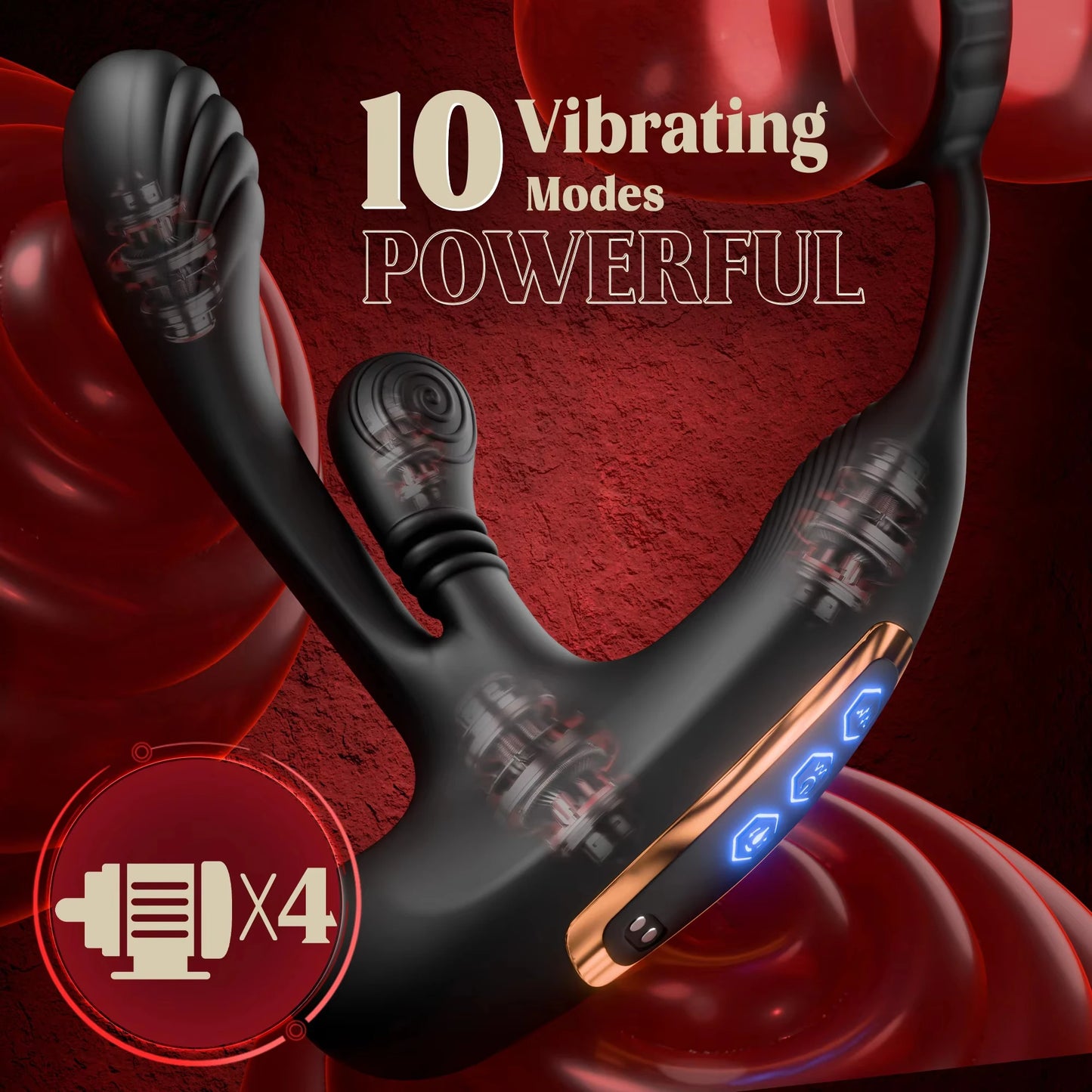 360° Circular Kneading Anal Vibrator Male Prostate Massager with Cock Ring 3 in 1 L-Shaped Vibrators Adult Anal Sex Toy for Gay