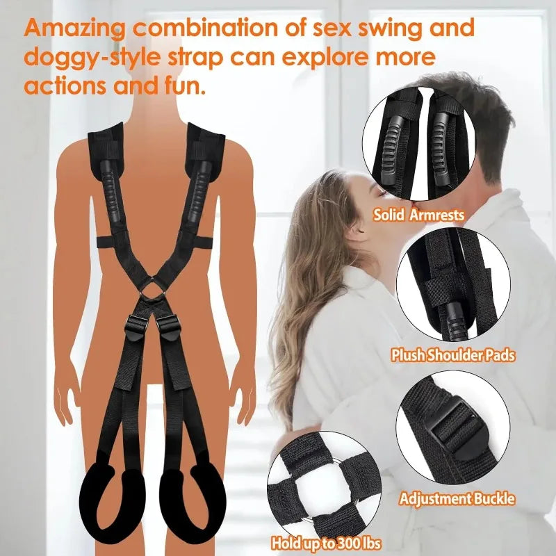 Bondage Love Slings for Couples Sex Swing Set with Adjustable Strap Adult BDSM Sex Toy Soft Plush Padding Mat Sex Restraints Toy