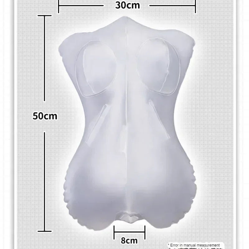 QSM Sex toy One-piece transparent inflatable gun frame pillow doll men's bed masturbator fun can be inserted into sexual supplie