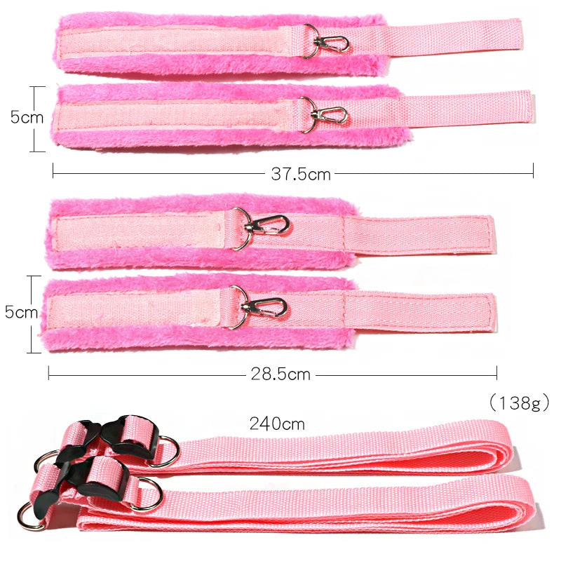Sex Toys Bed Sex Bondage Kit Restraints Under Mattress Bed Bondage BDSM Set with Handcuff Ankle Cuffs Adult Game Toy for Couples