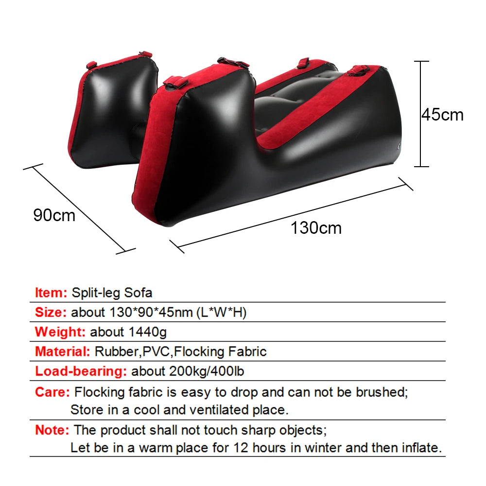 Flocking PVC With Straps Sex Furniture Aid Adult Games Sex Chair Bed Sex Tools For Couples Women Split Leg Sofa Mat Inflatable
