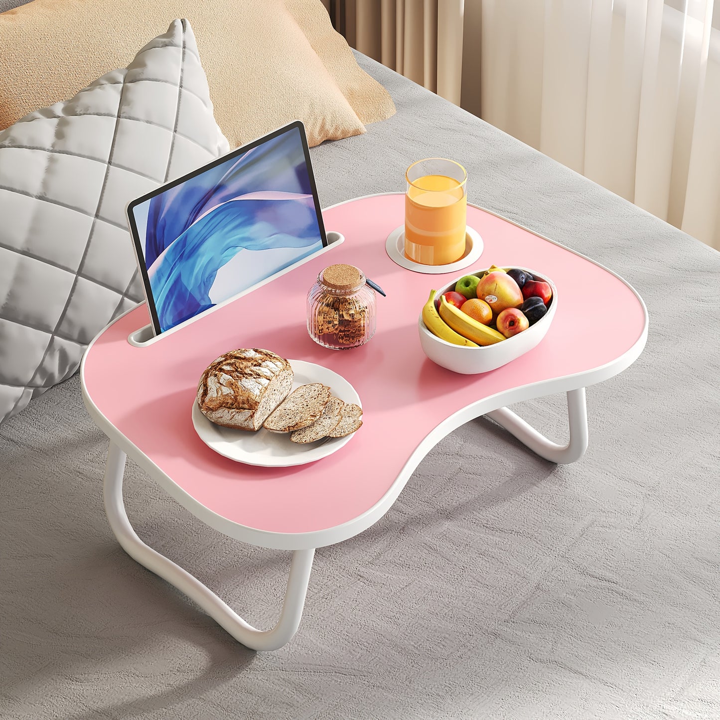 Portable Laptop Bed Table with Cup Holder & Tablet Card Slot - Multifunctional Tray for Eating, Reading, Writing - Stable Durable Foldable Design for Bed, Sofa, Floor - Lightweight & Space-Saving, Bed Table for Laptop, Sofa A