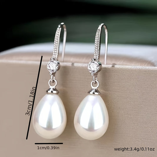 Chic Long Drop Faux Freshwater Pearl Earrings - Elegant Alloy Dangle Design for Parties & Everyday Elegance