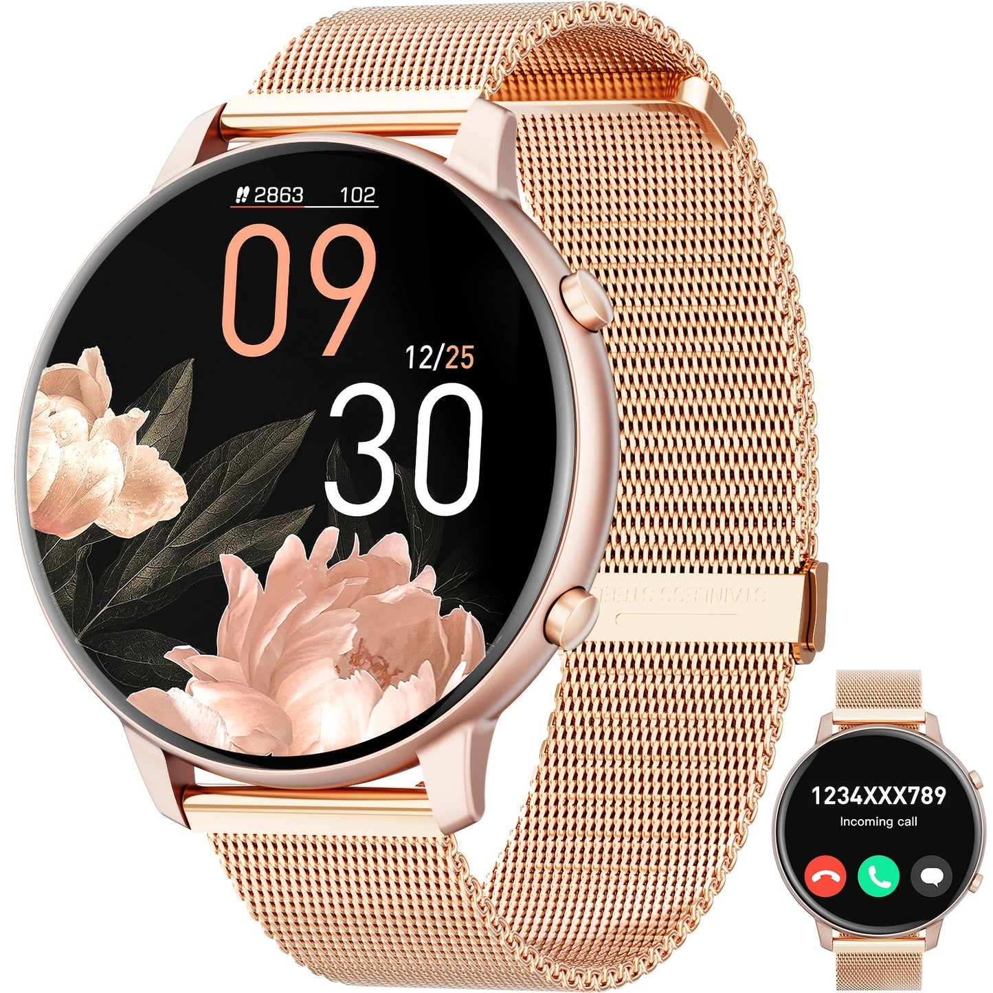 Women's Smartwatch, 1.39'' Wireless Call Smartwatch Gift With Voice Assistant, Remote Camera, 100+sports Modes Compatible With Multiple Mobile Systems