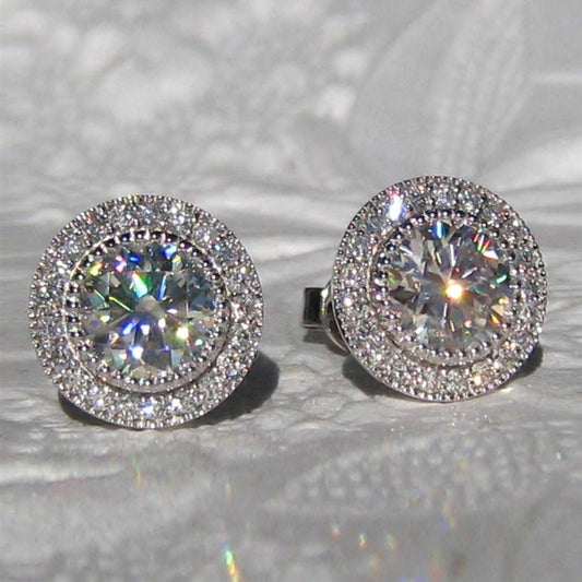 Luxurious Genuine Brilliance Micro Paved White Cubic Zirconia Stud Earrings for Women - Sparkling Engagement Statement Jewelry, Nickel-Free Copper Backing, Ideal for Weddings and Formal Events, Wedding Earrings | Sparkling Ea