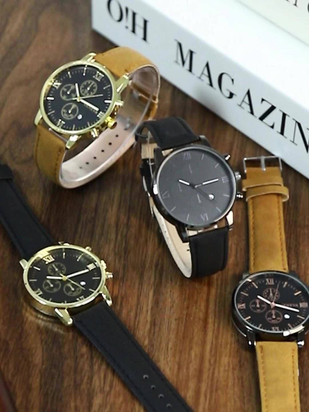 10pcs/ set Men Watches Sets, Casual Watches for Men Analog Alloy & Faux Leather Quartz Mens Watches, Multiple Color Men Watch, Ideal Choice for Gifts Wrist Watch, Reloj Para Hombre.