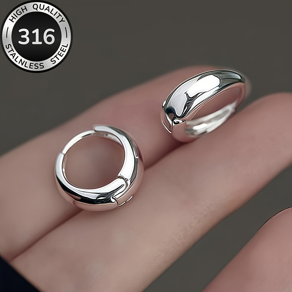 Hypoallergenic French Stainless Steel Hoop Earrings, 18K Golden Plated, Anti-Fade, Comfortable And Versatile, Simple And Elegant, High-Quality Fashionable Women'S Earrings for Daily Wear Or Parties, Jewelry Accessories, Are E