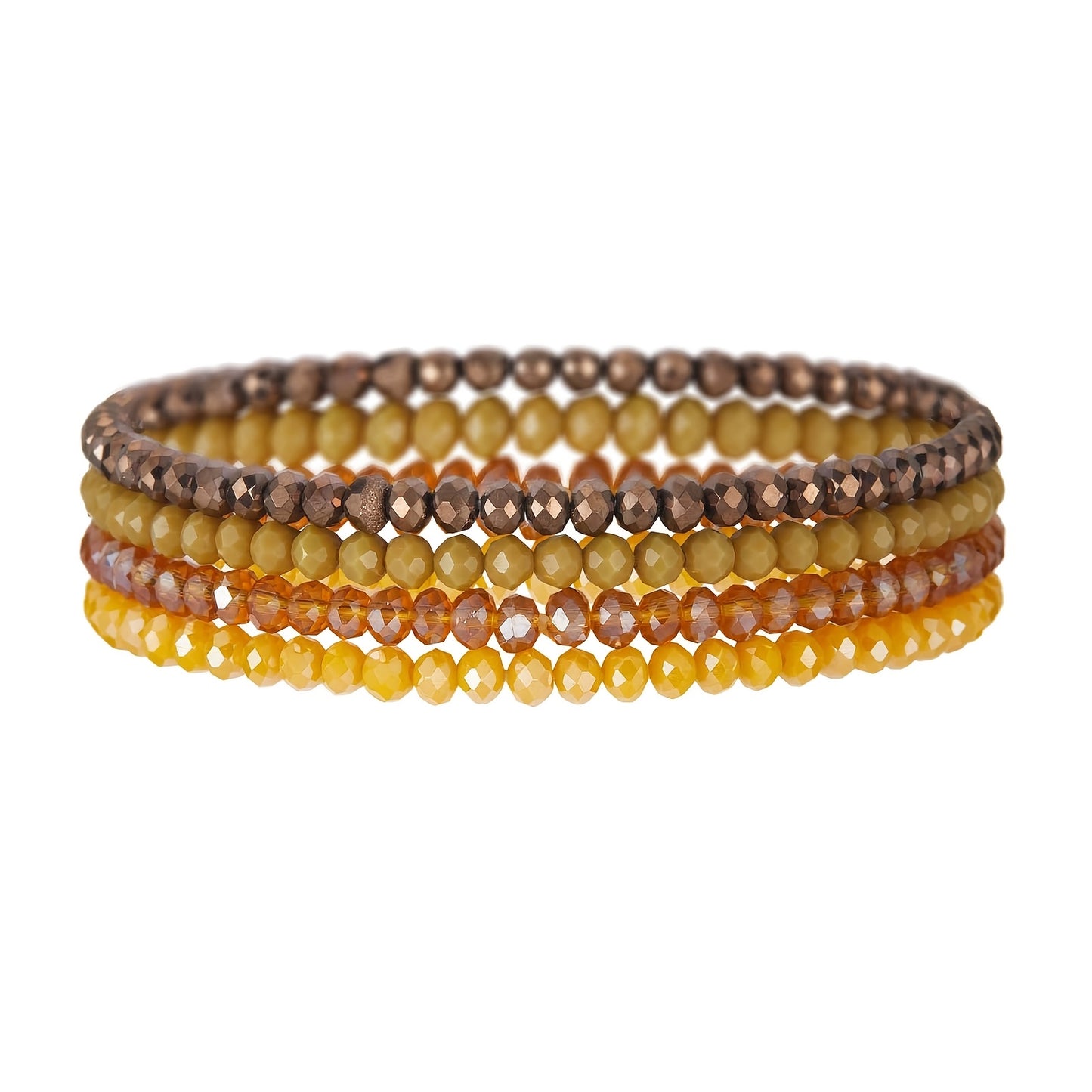 4pcs Boho Style Glass Bead Elastic Bracelets for Women - Colorful, Versatile, and Stylish Handmade Jewelry, Everyday Accessory|Vibrant Bracelets|Stretchy Material