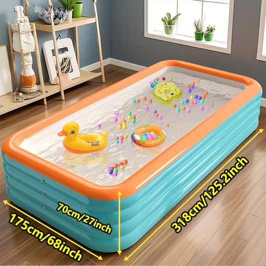 Super Large Home Inflatable Swimming Pool, Courtyard Outdoor Water Park Inflatable Swimming Pool, 125.2 inch 4-layer PVC Thickened And Heightened Upgraded Play Pool, Suitable for Outdoor Patio Activities Parties