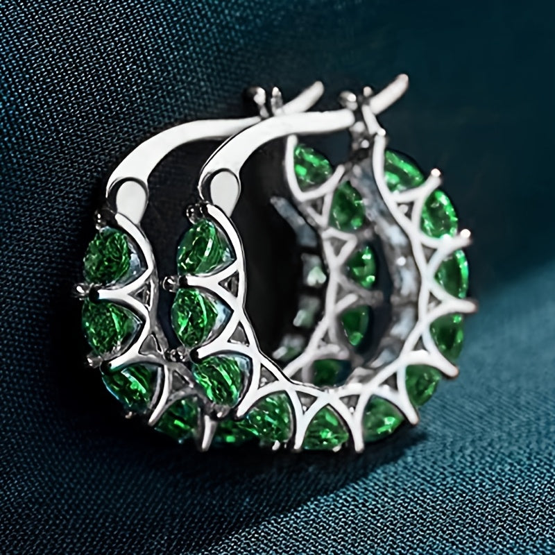 [Zirconia-studded] Circular Hoop Earrings - Elegant Zirconia-studded - For Ladies, Suitable for Engagement Parties, Banquets, and Daily Wear