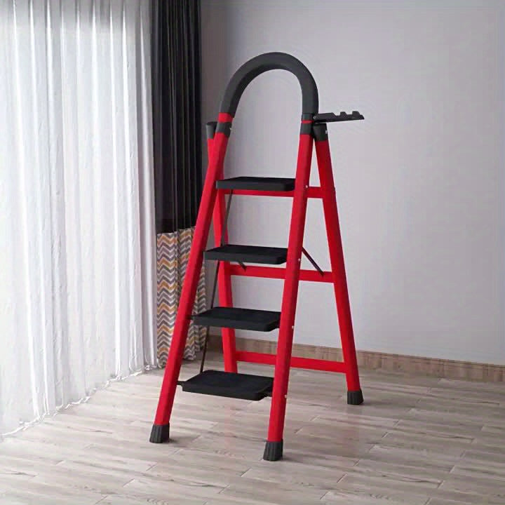 1pc Heavy-Duty 3/4/5-Step Folding Ladder 500lb Capacity, Durable Plastic with Anti-Slip Pedals, Lightweight Portable Step Stool for Household & Industrial Use, Industrial Steps, Spacesaving Steps, Highcapacity Ladder, Collaps