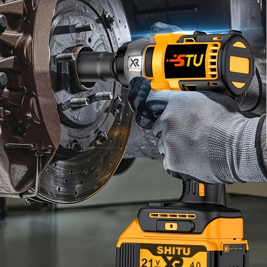 21V Cordless Impact Wrench Wireless Drill Kit, Brushless Electric Impact Gun Drill, Impact Wrench Drill, Equipped With 4000mAh Battery, Toolbox, Charger, Socket And Complete Accessories. Suitable For Men'S Gifts In Cars And H