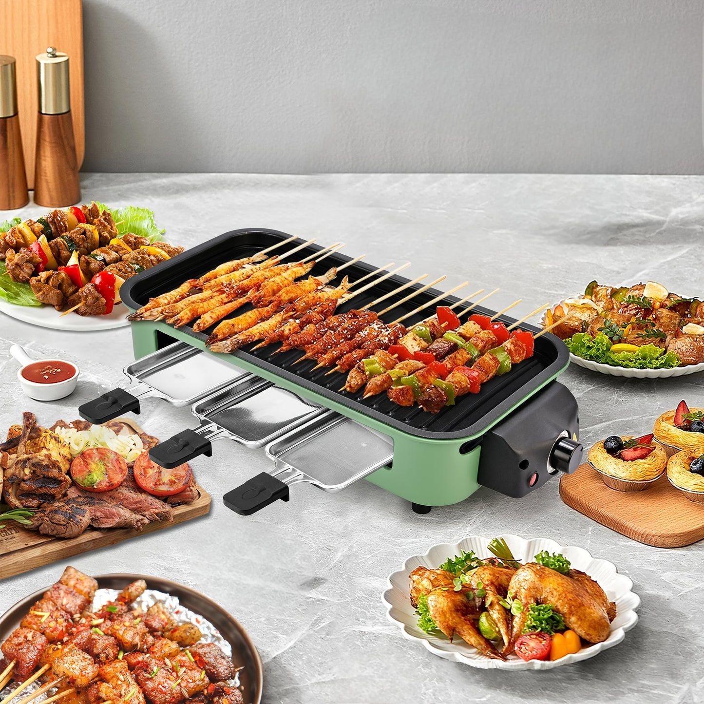 Smokeless Electric Grill, Indoor Grill With Removable Non-Stick Plate, Indoor Grill, Kitchen Must Haves, 1500W, Portable BBQ Grill, Electric Griddle, Best Quality Items, Dishwasher Safe, Hot Pot, Cooking, Gifts, Gift Ideas, P