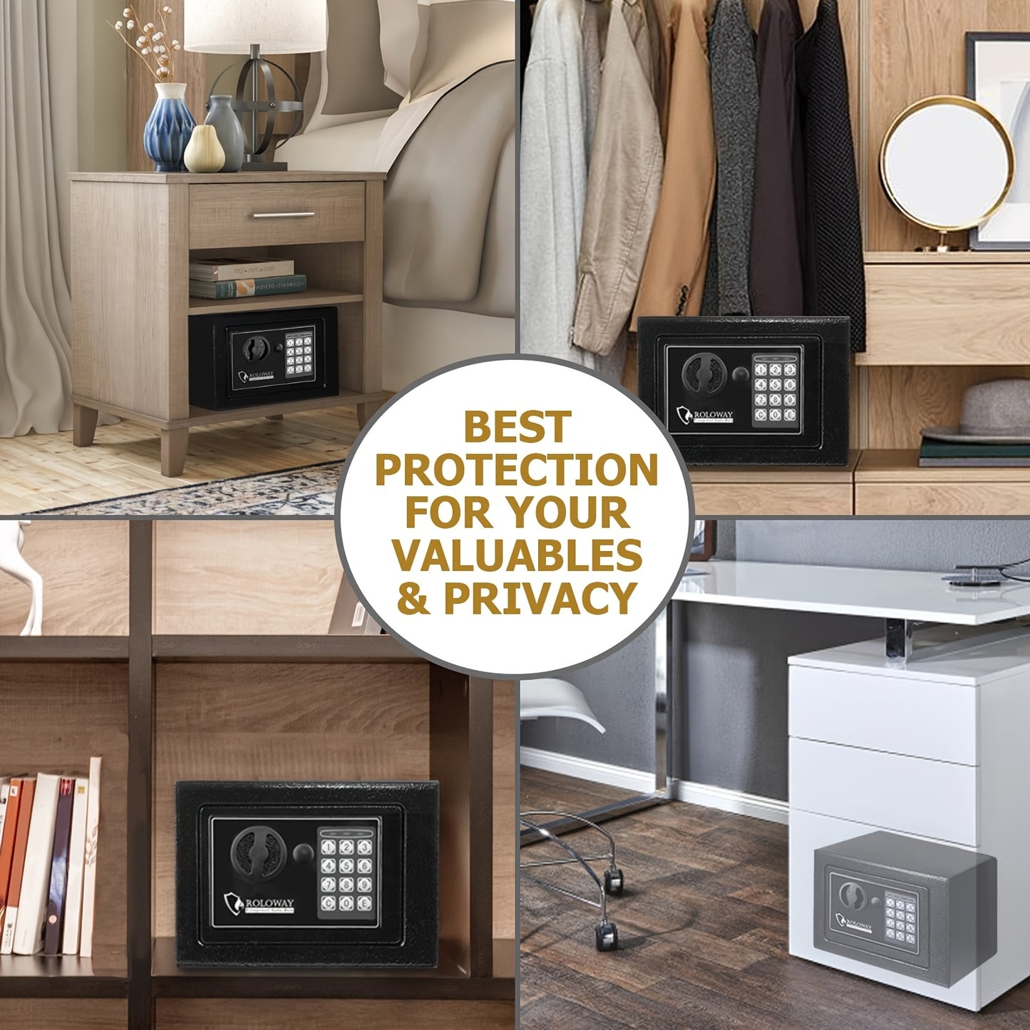 Heavy-Duty Fireproof Steel Safe with Cash Bag - Secure Home Safe Box with Keypad & Key Lock, Ideal for Storing Money, Documents, and Valuables (Black), Valuables Storage | Sleek Black Safe | Durable Metal Safe, Safe Box for H
