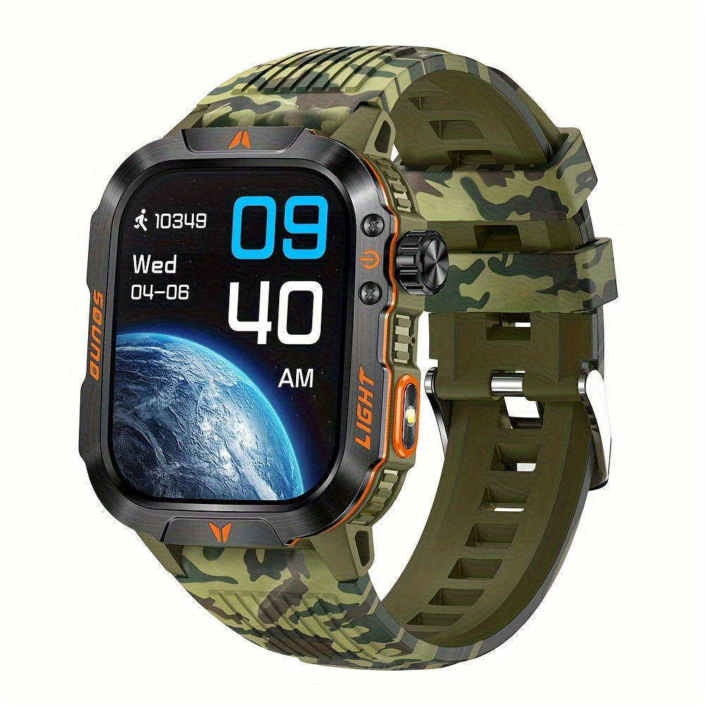 Smart Watch For Men Answer/Make Call, Outdoor Altimeter Barometer Tactical Sports Smartwatch With LED Flashlight Compass, Monitor 600mAh Fitness Tracker Watches For IPhone Android Phone