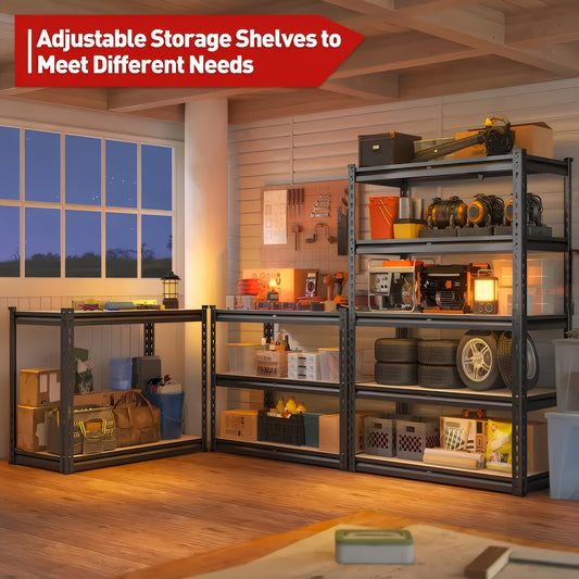 [Heavy Duty Shelving] Heavy Duty 5 Tier 2000LBS Metal Shelving Units | 72"H /60"H Garage Shelving Storage Shelves, Adjustable Metal Shelving Unit for Garage Shelves Utility Rack Shelf for Basement Pantry Closet Shelves, Black