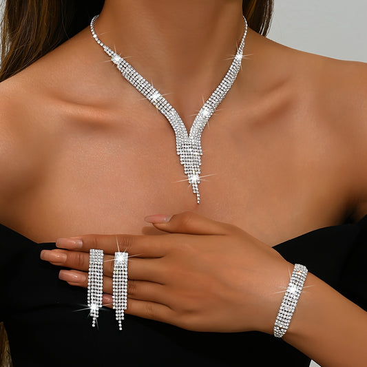 Silver Plated Copper August Birthstone Elegant V-shaped Tassel Necklace - Rhinestone Inlaid Synthetic Stone - Daily Party Occasion, Valentine'S Day Gift