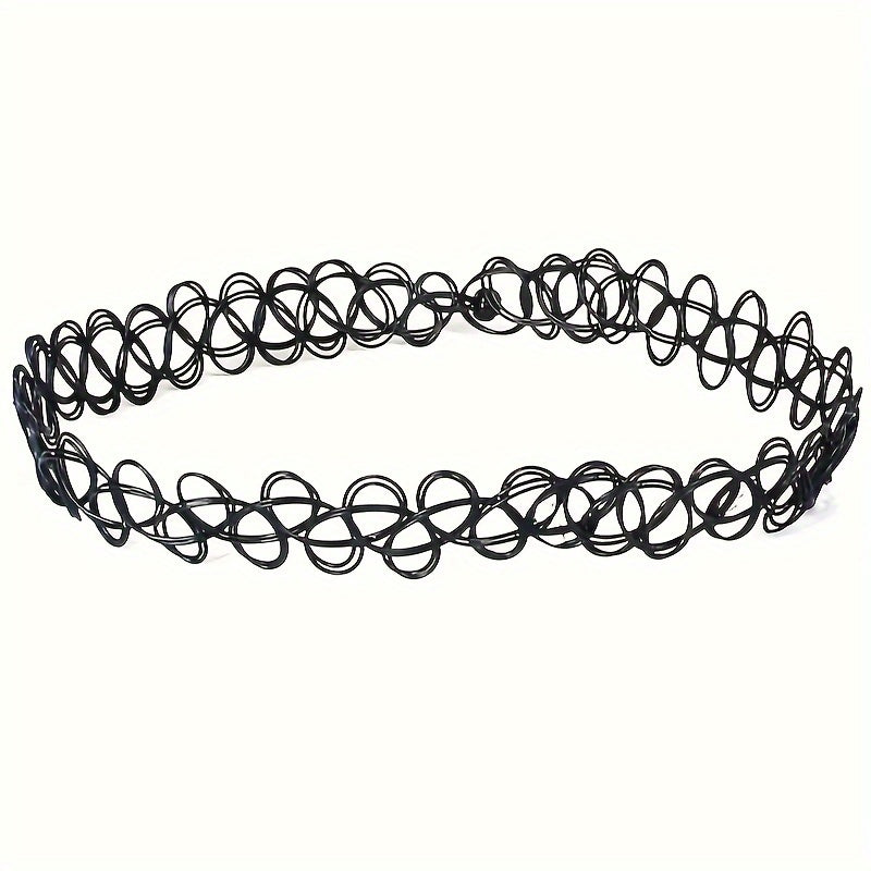 6pcs/Set Adjustable Velvet Rope Choker Necklace, Gothic Sexy Lace Tattoo Style, Synthetic Fiber for Daily & Party Wear, All-Season