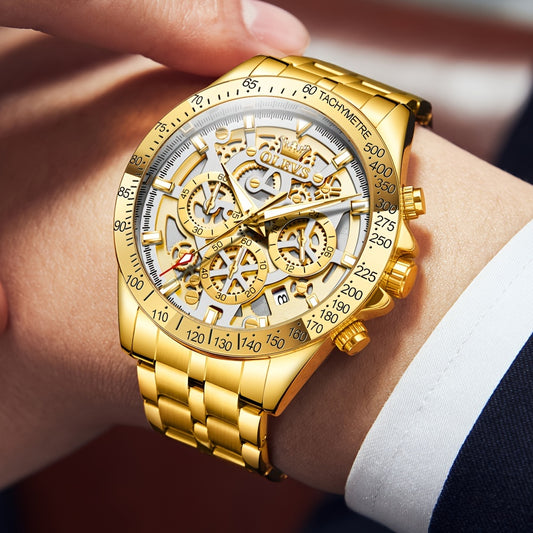 OLEVS Watch Men Stainless Steel Watches Luxury Chronograph Multifunction Men Wrist Watch with Date Business Classic Dress Watch for Men Gift for Men reloj de Hombre