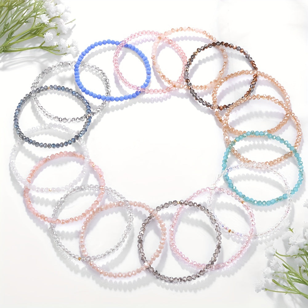 4pcs Boho Style Glass Bead Elastic Bracelets for Women - Colorful, Versatile, and Stylish Handmade Jewelry, Everyday Accessory|Vibrant Bracelets|Stretchy Material