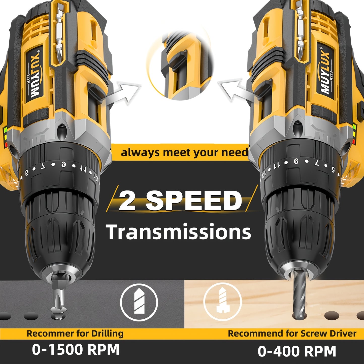 [Cordless Drill Set] 20V 2-Variable Speed Cordless Drill Set, Impact Power Drill With 3/8 Inch Keyless Chuck, 18+3 Clutch Electric Drill, Max Torque 45Nm, Work Light, 2.0AH Batteries And Fast Charger