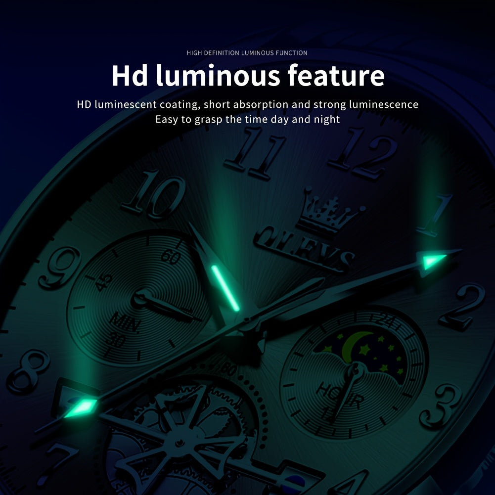 OLEVS Watches for Men Easy to Read Dress Classic with Calendar Business Dress Luxury Big Face Men Black Watch Luminous Mens Wrist Watch Stainless Steel Watch