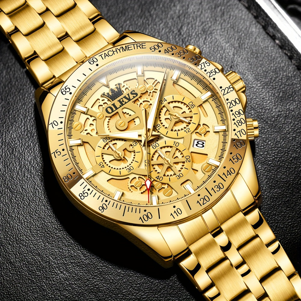 OLEVS Watch Men Stainless Steel Watches Luxury Chronograph Multifunction Men Wrist Watch with Date Business Classic Dress Watch for Men Gift for Men reloj de Hombre