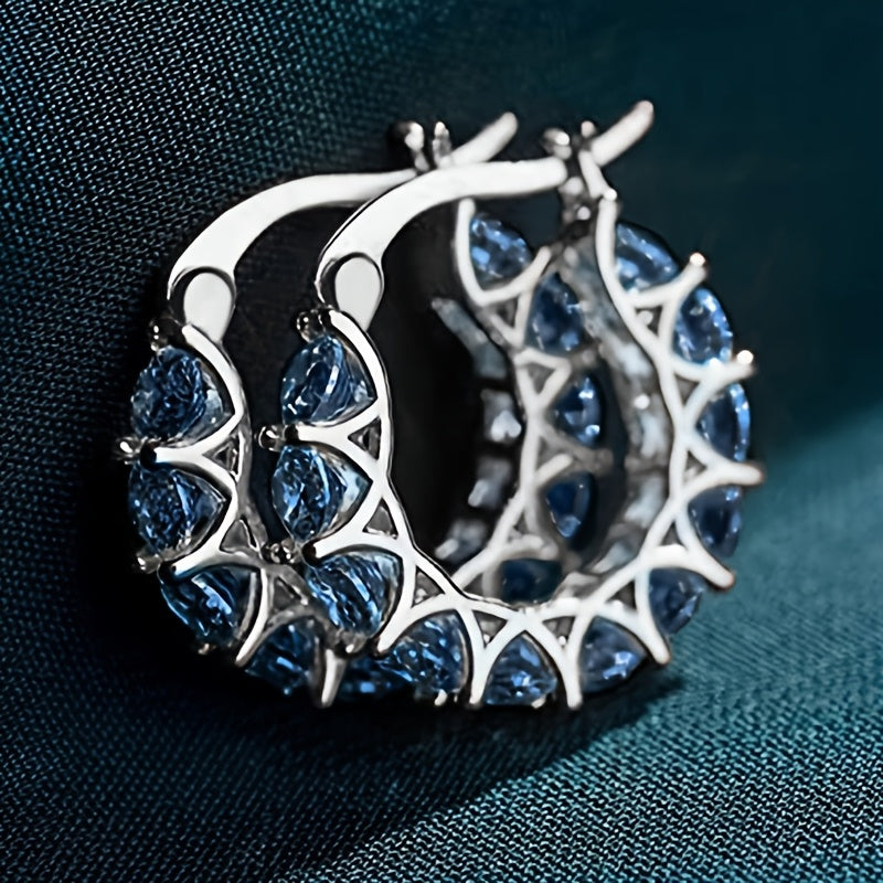[Zirconia-studded] Circular Hoop Earrings - Elegant Zirconia-studded - For Ladies, Suitable for Engagement Parties, Banquets, and Daily Wear