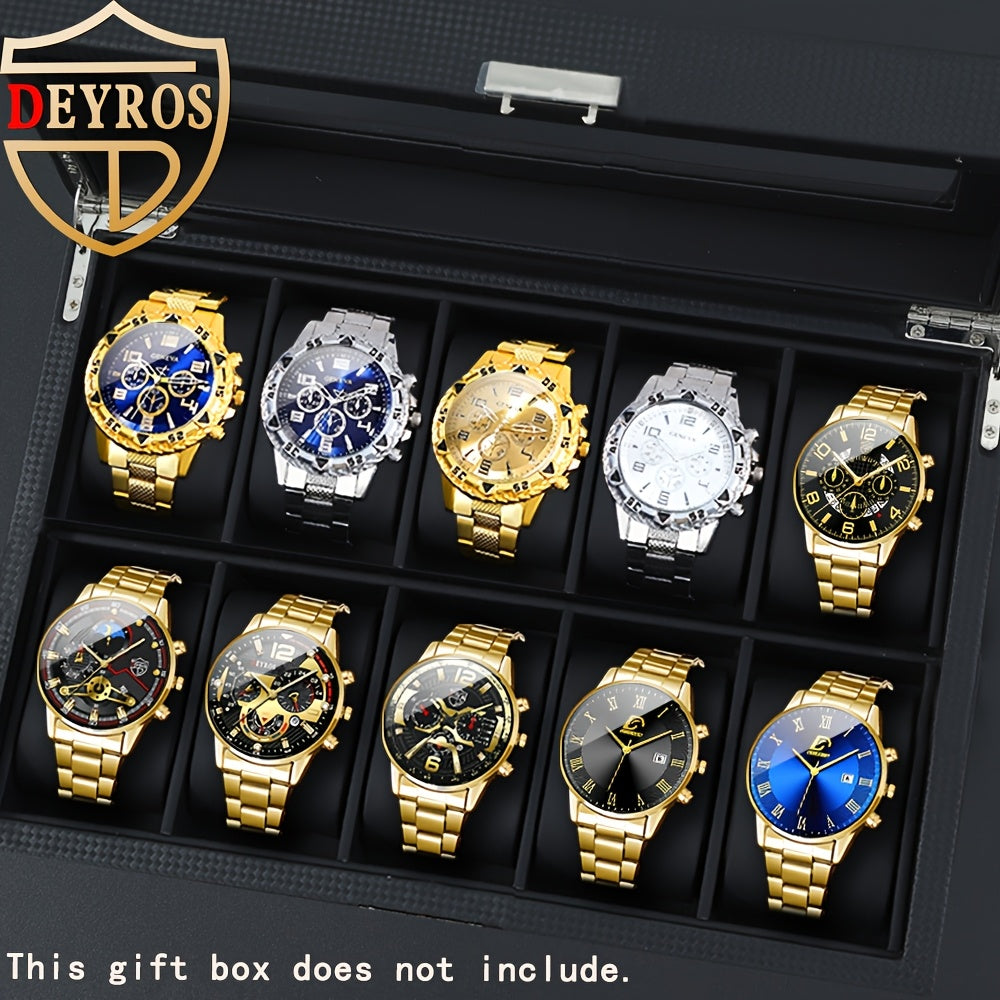 10pcs/ set Men Watches Sets, Casual Watches for Men Analog Alloy & Faux Leather Quartz Mens Watches, Multiple Color Men Watch, Ideal Choice for Gifts Wrist Watch, Reloj Para Hombre.