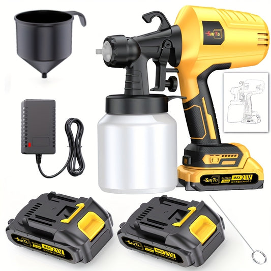 Wireless Spray Gun with Nozzle -1500mAh Rechargeable Battery, Capacity 16.91oz, Suitable for Indoor/outdoor Use On Walls, Wood, Cars, Decks, Furniture - Including 2 Adjustable Spray Modes And Ergonomic Design | Father's Day H