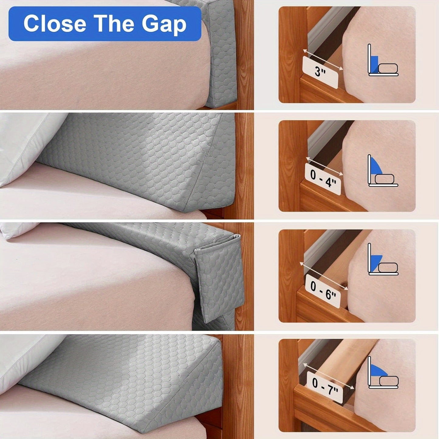 Bed Wedge Pillow - Bed Gap Filler Mattress Wedge Headboard Pillow Close The Gap Between Your Headboard or Wall for Sleeping Backrest Pillow