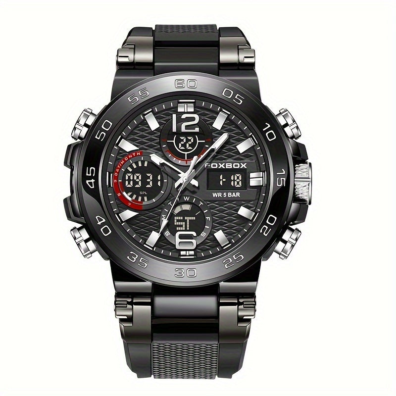 Men's Sports Watch Dual Display Digital Military Quartz Watch Alarm Clock Chronograph Computer, Multifunctional Luminous Business Watch, Student Watch, Outdoor Sports Watch