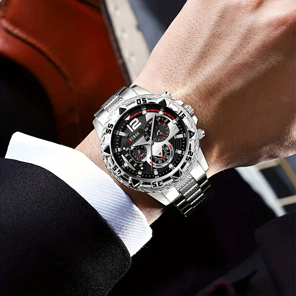 Men Watch Luxury Mens Quartz Wrstwatch Stainless Steel Strap, Round Alloy Case, Large Dial Business Watches | Fashion Watch Design | Durable Watch Ideal For Gifts