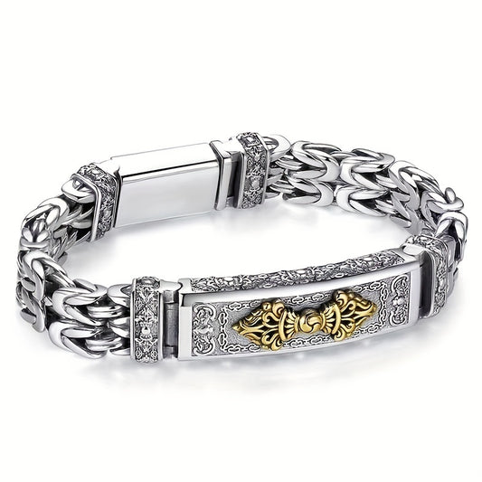 Retro Trendy Men's Bracelet Creative Peace Pattern Chain