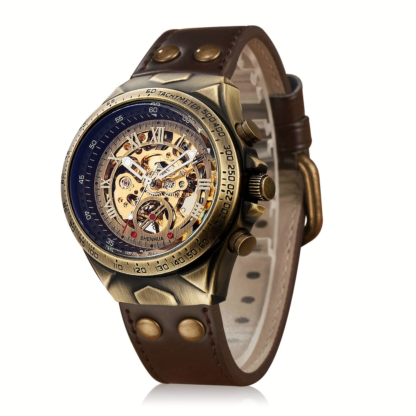 Automatic Mechanical Wristwatch for Men, Luxury Classic Skeleton Dial Watch, Retro Design for Casual Fashion, Ideal Gift for Labor Day/Christmas/Thanksgiving/Birthday