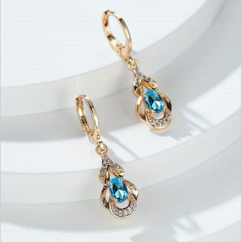 [Elegant Earrings] 18K Gold Plated Elegant Zirconia Drop Earrings | Women's Ear Jewelry For Banquet Dinner Decor