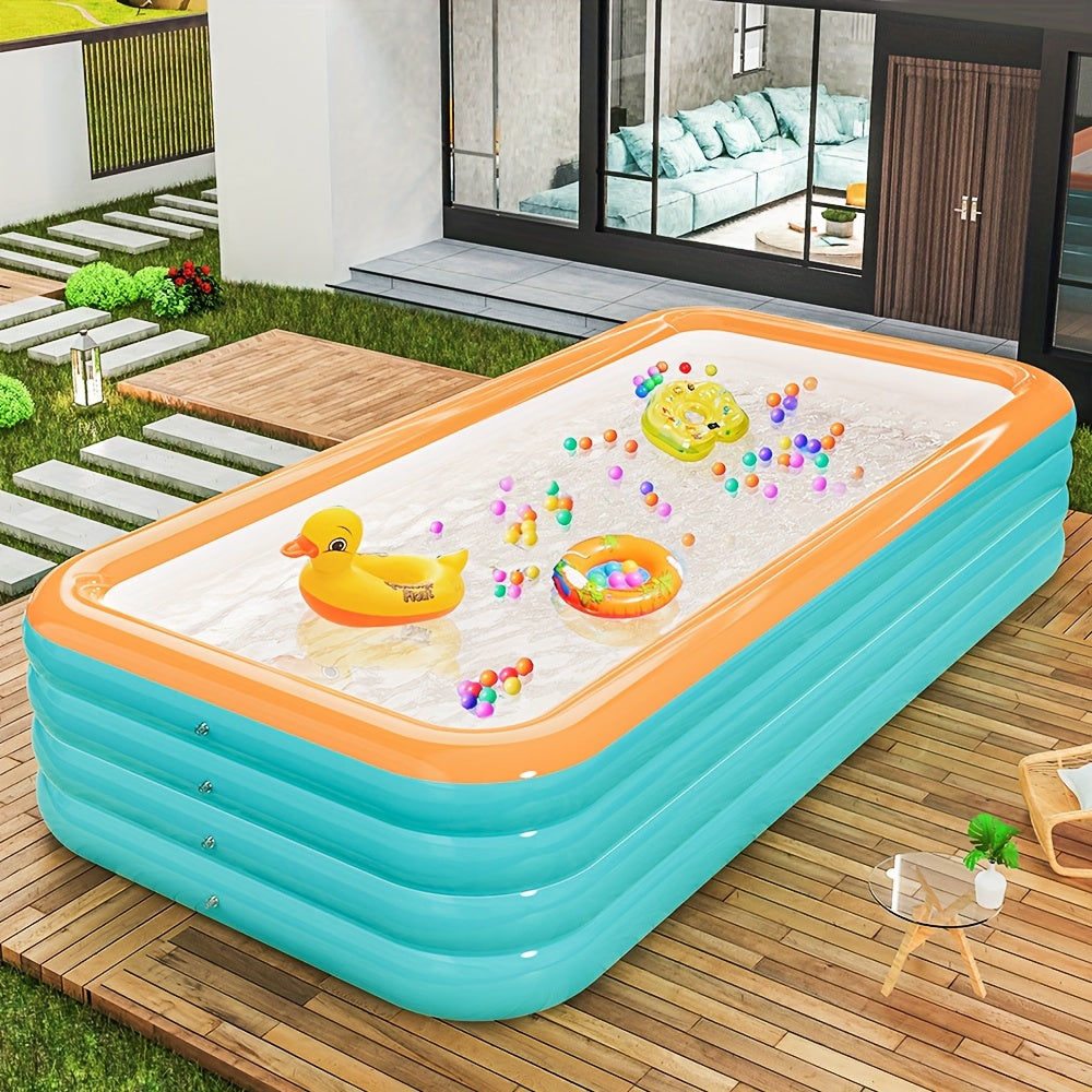 Super Large Home Inflatable Swimming Pool, Courtyard Outdoor Water Park Inflatable Swimming Pool, 125.2 inch 4-layer PVC Thickened And Heightened Upgraded Play Pool, Suitable for Outdoor Patio Activities Parties