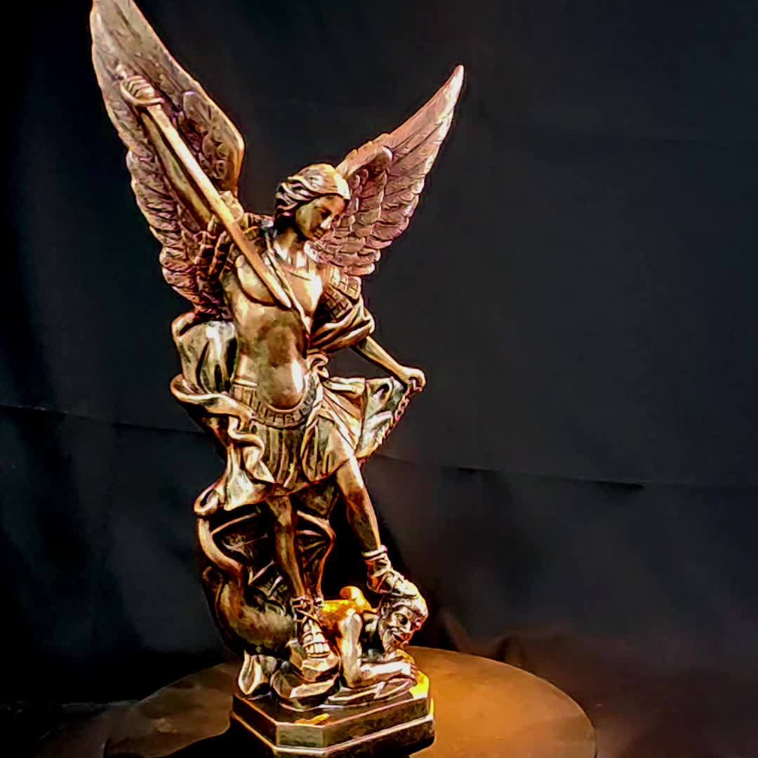 1pc Resin Classic Saint Michael Angel, Demon Killer Statue - Desktop Decoration, Religious Decoration, Perfect Christmas And Holiday Gift, Happy New Year